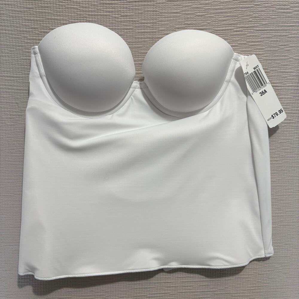 Felina White Strapless Longline Bustier Bra 36A NWT